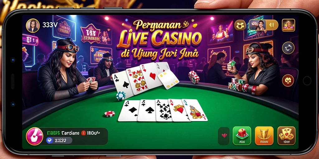 Screenshot gameplay 333V dengan dealer langsung dan suasana kasino nyata.