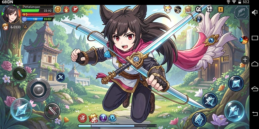Tangkapan layar aksi seru dalam permainan Anime 68IDN.