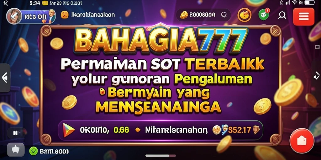 Tangkapan layar menunjukkan gameplay seru dari BAHAGIA777 dengan variasi slot yang berwarna-warni.