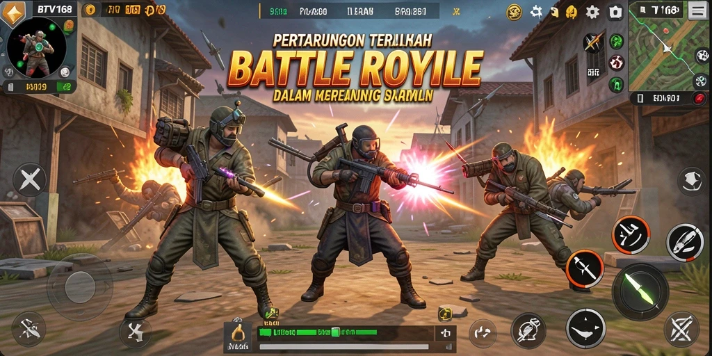 Screenshot BTV168 menampilkan aksi seru dalam pertempuran Battle Royale.