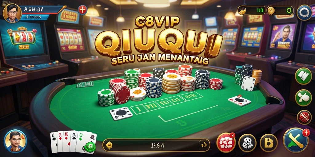 Screenshot utama C8VIP yang menunjukkan aksi permainan QiuQiu.