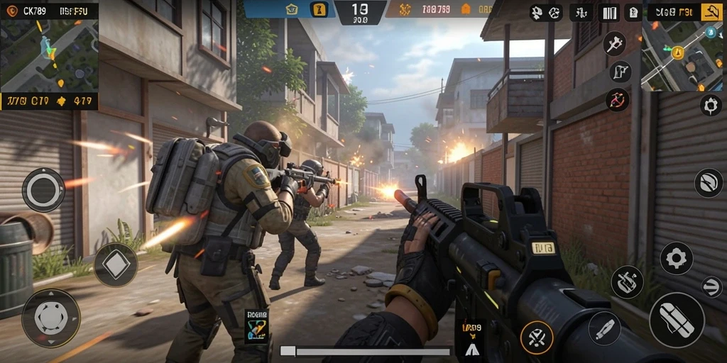 Screenshot tampilan gameplay seru CK789 dengan aksi FPS yang mendebarkan.