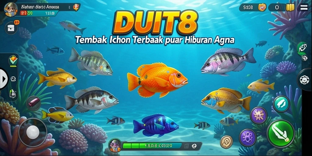 Screenshot gameplay Tembak Ikan DUIT8 yang menampilkan aksi menembak ikan.