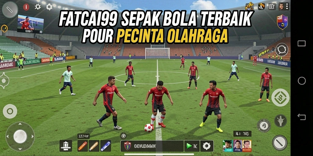 Screenshot dari gameplay FATCAI99 dengan adegan pertandingan sepak bola.