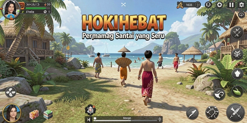 Tampilan gameplay HOKIHEBAT yang menyenangkan dan ceria.