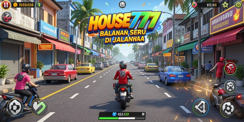 Tangkapan layar utama yang menunjukkan aksi balap seru di jalanan.