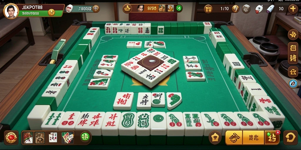 Screenshot gameplay JEKPOT88 menunjukkan serunya bermain Mahjong.