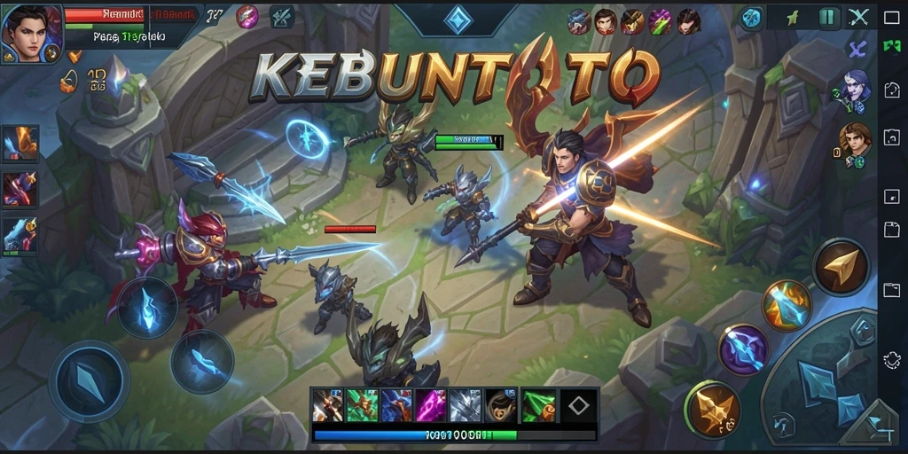 Screenshot gameplay KEBUNTOTO menampilkan pertempuran tim yang seru dan strategis.