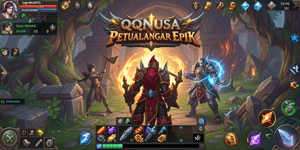 Screenshot gameplay QQNUSA yang menampilkan aksi petualangan MMORPG.