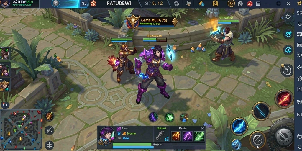 Gameplay seru di dalam RATUDEWI dengan karakter unik dan strategi.