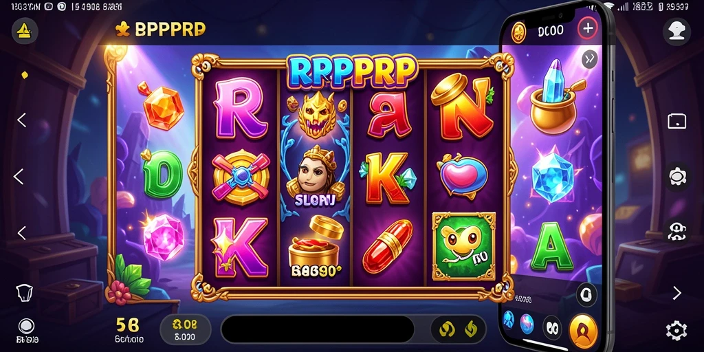 Screenshot gameplay RPRPRP menampilkan gulungan slot yang menarik.