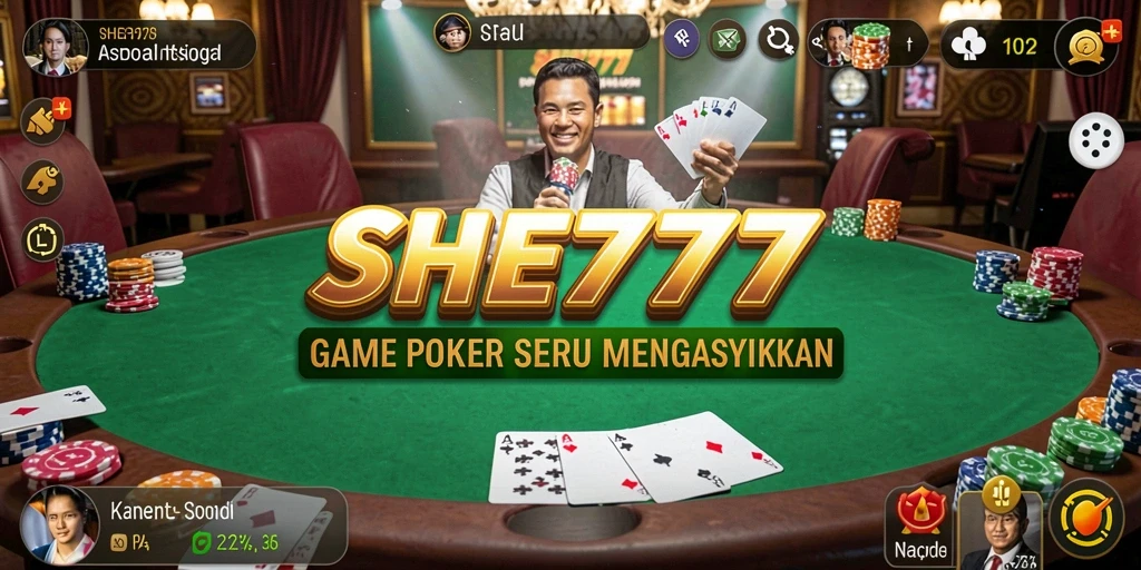 Menampilkan gameplay seru dan kompetitif di SHE777 Poker.