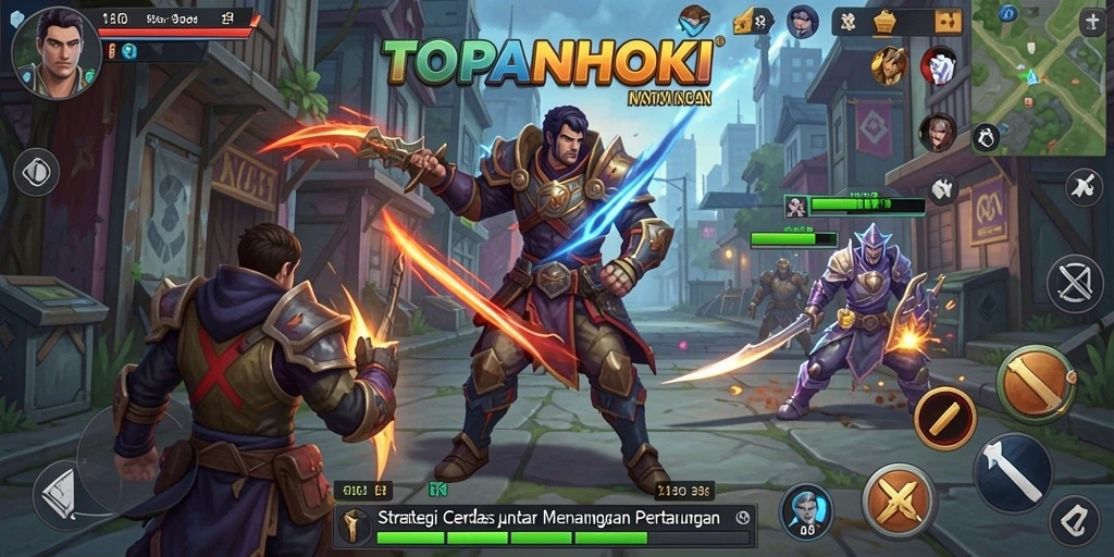 Screenshot gameplay menunjukkan aksi strategis dalam TOPANHOKI.