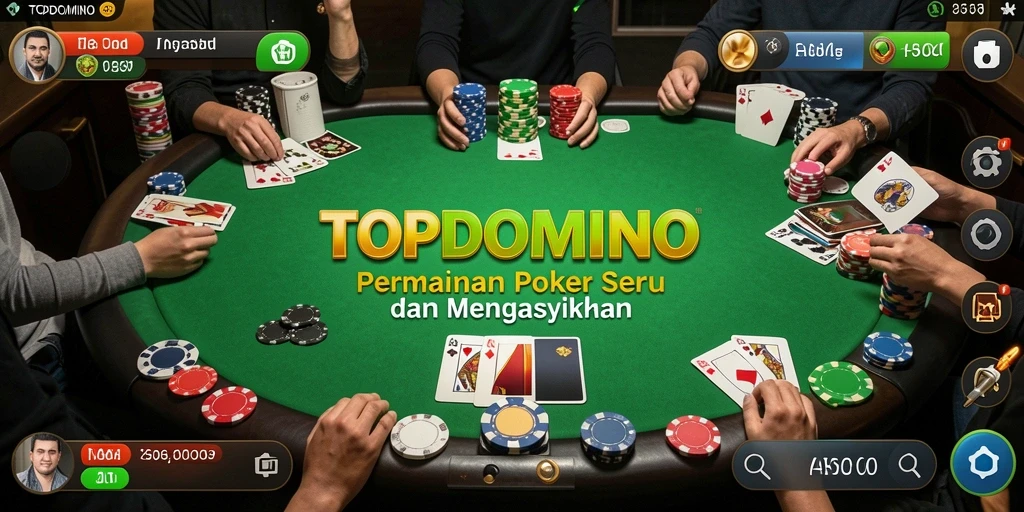 Screenshot gameplay TOPDOMINO yang menampilkan suasana poker yang mendebarkan.