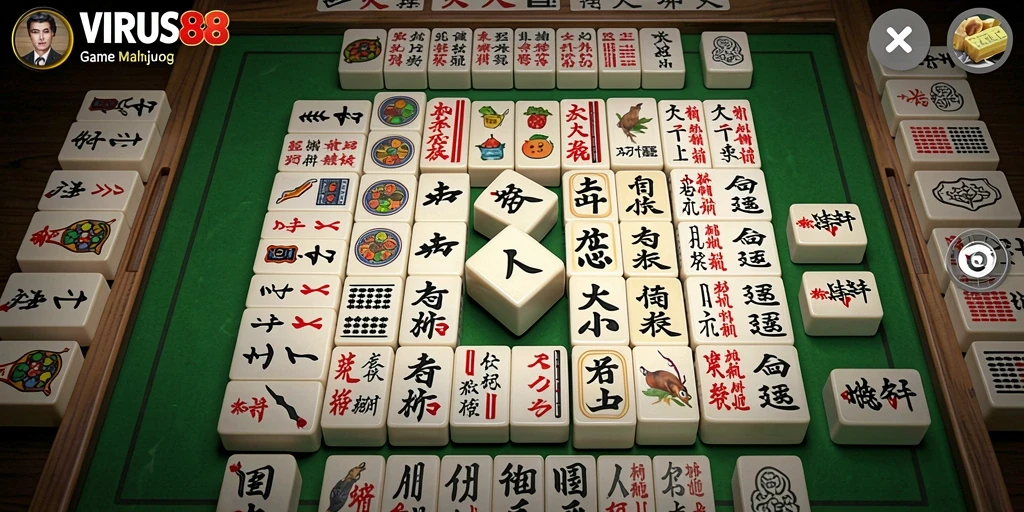 Screenshot gameplay <strong>VIRUS88</strong> menampilkan suasana permainan Mahjong yang seru.
