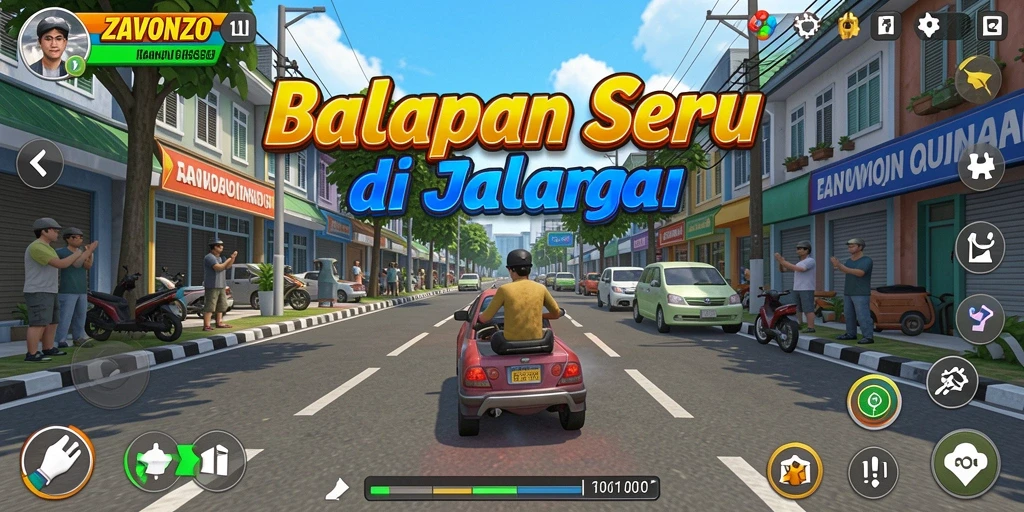 Screenshot gameplay ZAVONZO dengan aksi balap seru.